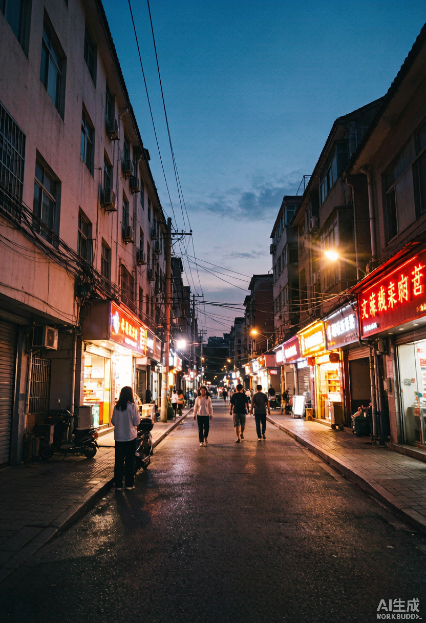 示例照片（待替换）：下班路上的城市黄昏。